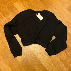 NWT H&M black top size XS with super cute tie design on front
